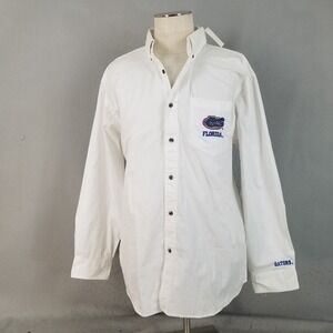 Three Square Button Down Mens XL White Florida Gators Shirt Heavy Cotton NWT